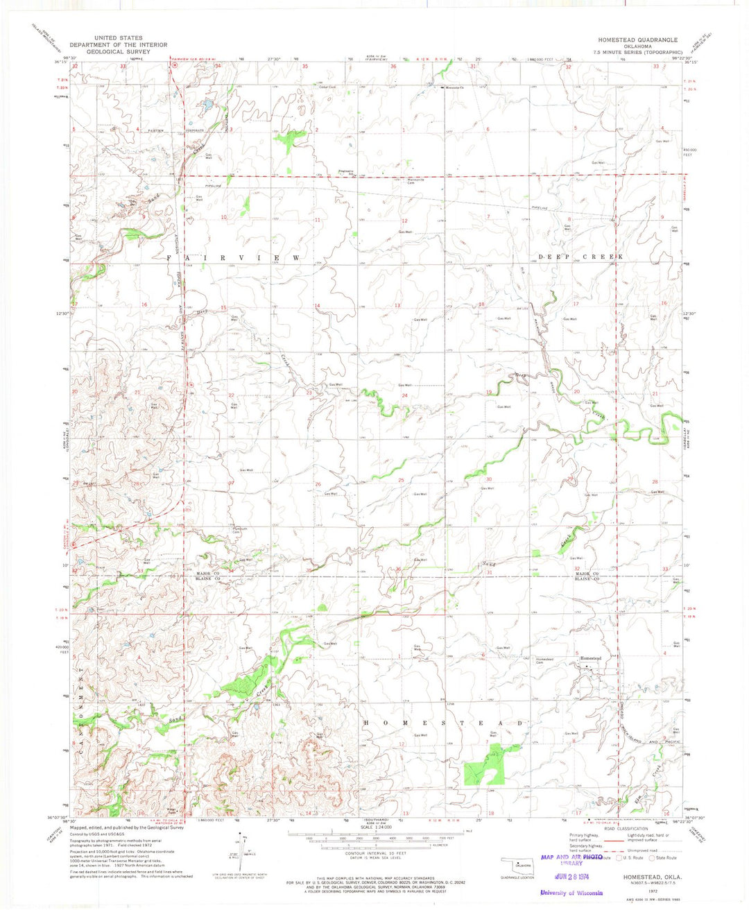 1972 Homestead, OK - Oklahoma - USGS Topographic Map