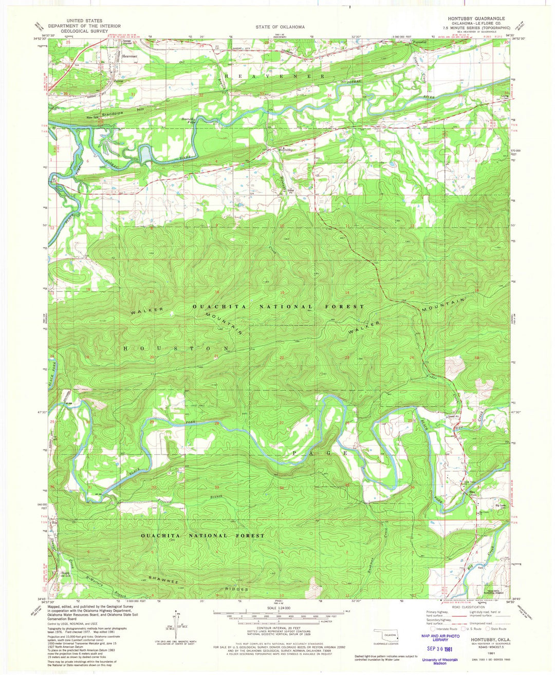 1981 Hontubby, OK - Oklahoma - USGS Topographic Map