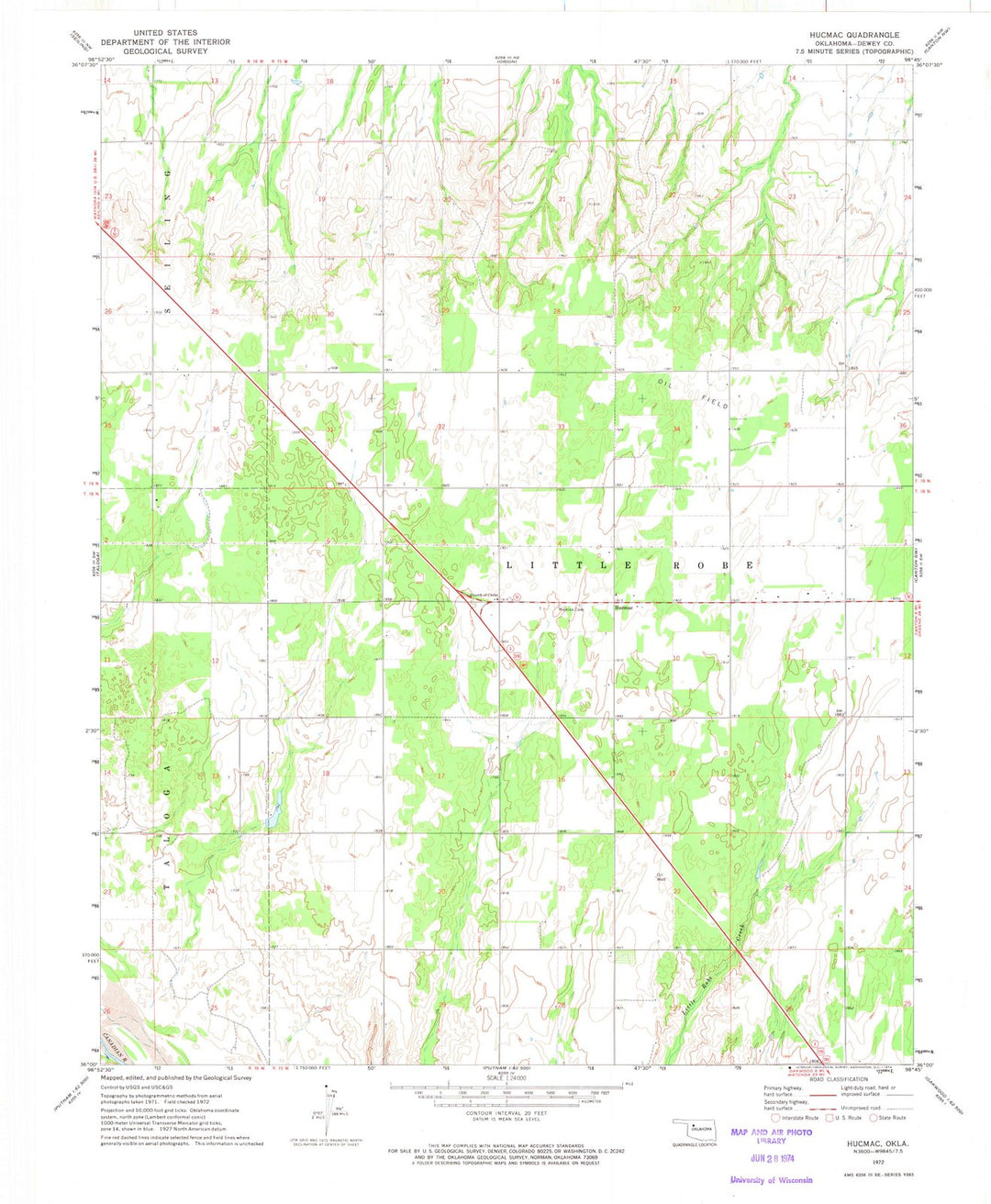 1972 Hucmac, OK - Oklahoma - USGS Topographic Map