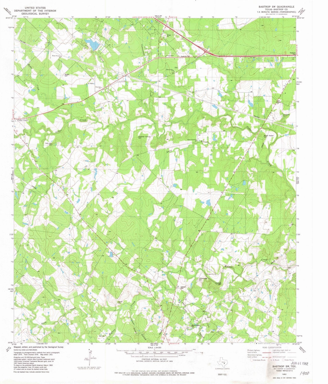 1982 Bastrop, TX - Texas - USGS Topographic Map v2