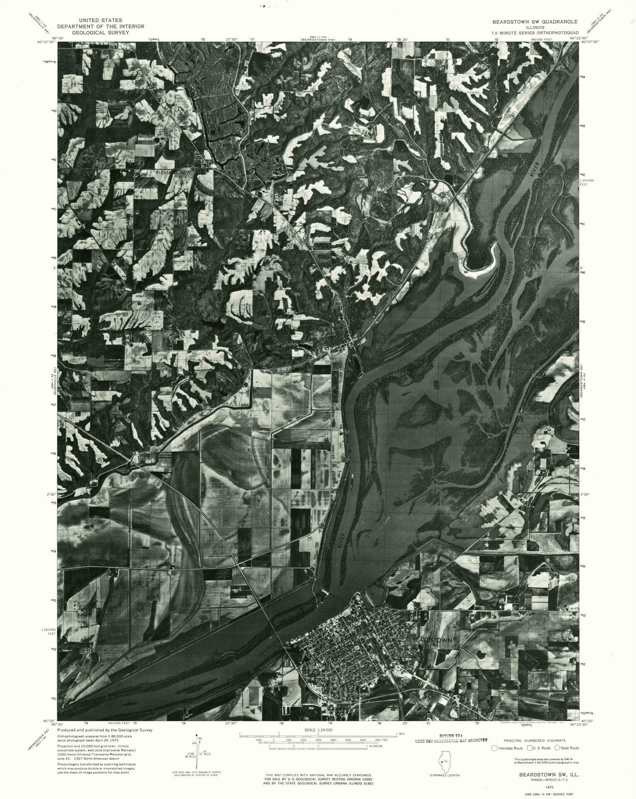 1975 Beardstown, IL - Illinois - USGS Topographic Map v2