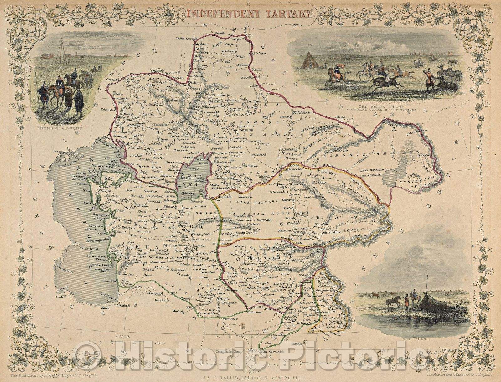 Historic Map : Independent Tartary, 1851 , Vintage Wall Art