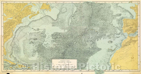 Historic Map : Physiographic diagram, Atlantic Ocean (sheet 1). By Bruce C. Heezen and Marie Tharp, 1957 , Vintage Wall Art