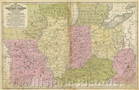 Historic Map : Map of the Chief Part of the Western States and Part of Virginia, 1839 , Vintage Wall Art