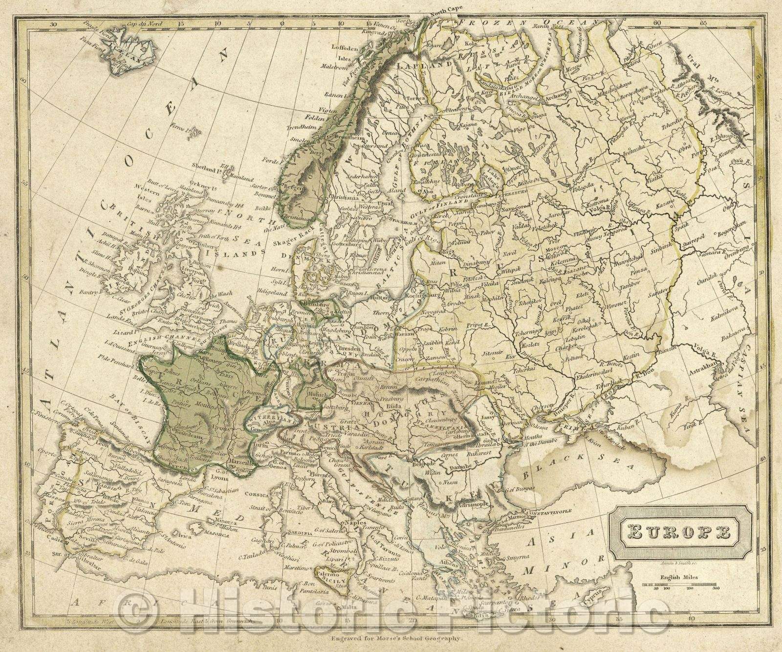 Historic Map : Europe, 1828 , Vintage Wall Art