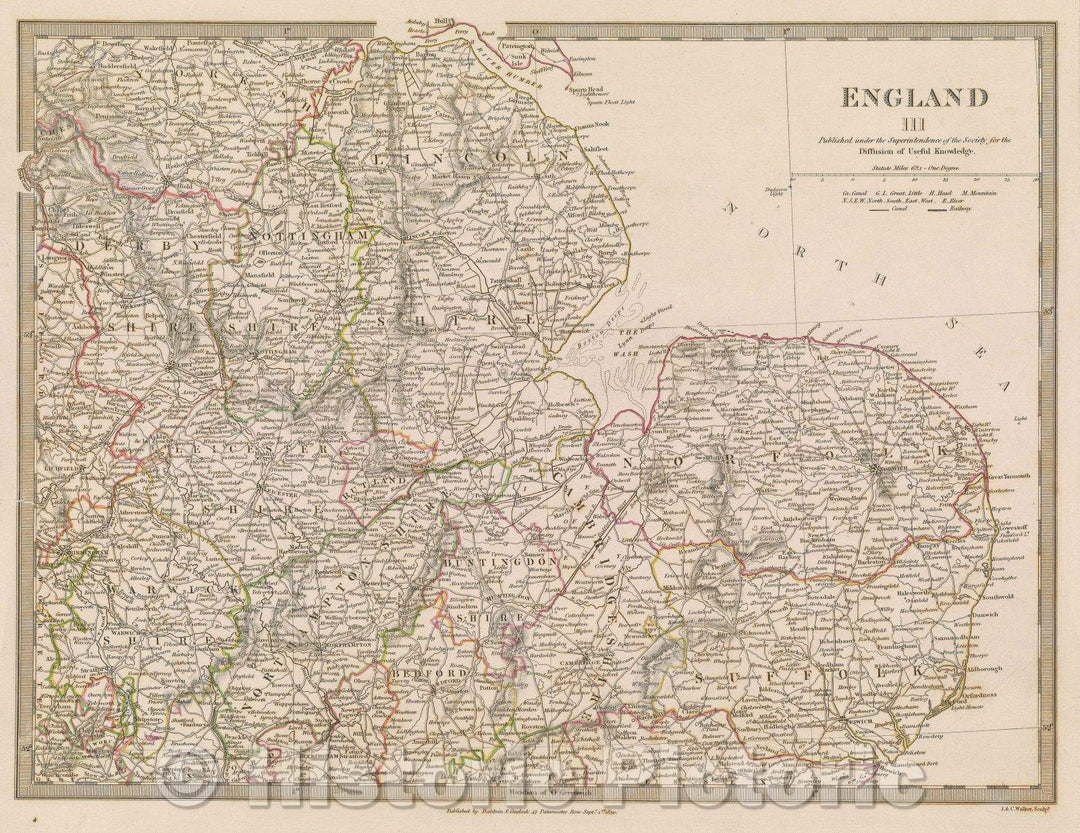 Historic Map : England III, 1830 , Vintage Wall Art