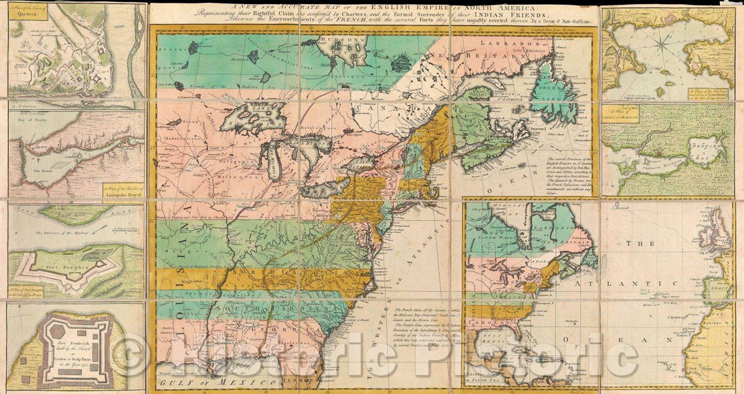 Historic Map : A New and Accurate Map of the English Empire in North America: Representing their Rightful Claim as confirmed by Charters, 1755 , Vintage Wall Art