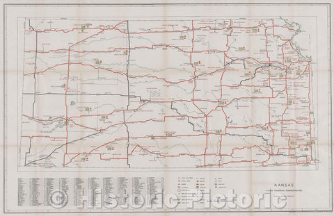 Historic Map : Kansas, a guide to the Sunflower state, Vintage Wall Art