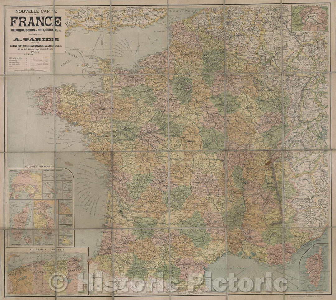 Historic Map : Nouvelle Carte de France, Belgique, bords du Rhin, Suisse, etc., 1914 , Vintage Wall Art