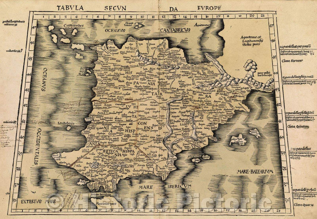 Historic Map : Tabula Secunda Europe, 1520 , Vintage Wall Art