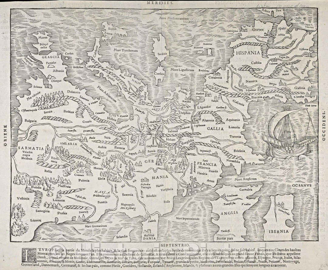 Historic Map : Description particuliere de l'Europe., 1564 , Vintage Wall Art