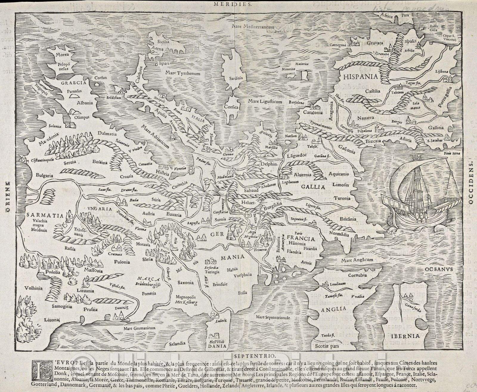 Historic Map : Description particuliere de l'Europe., 1564 , Vintage Wall Art