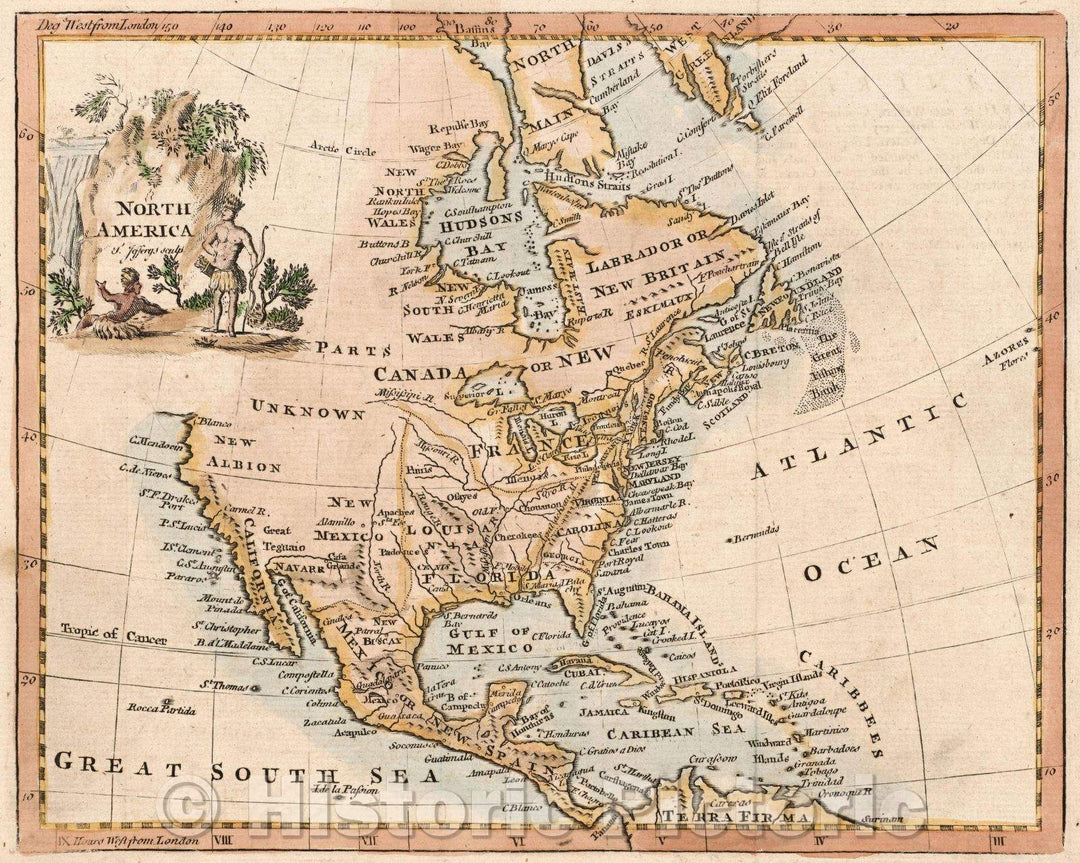 Historic Map : North America, 1760 , Vintage Wall Art