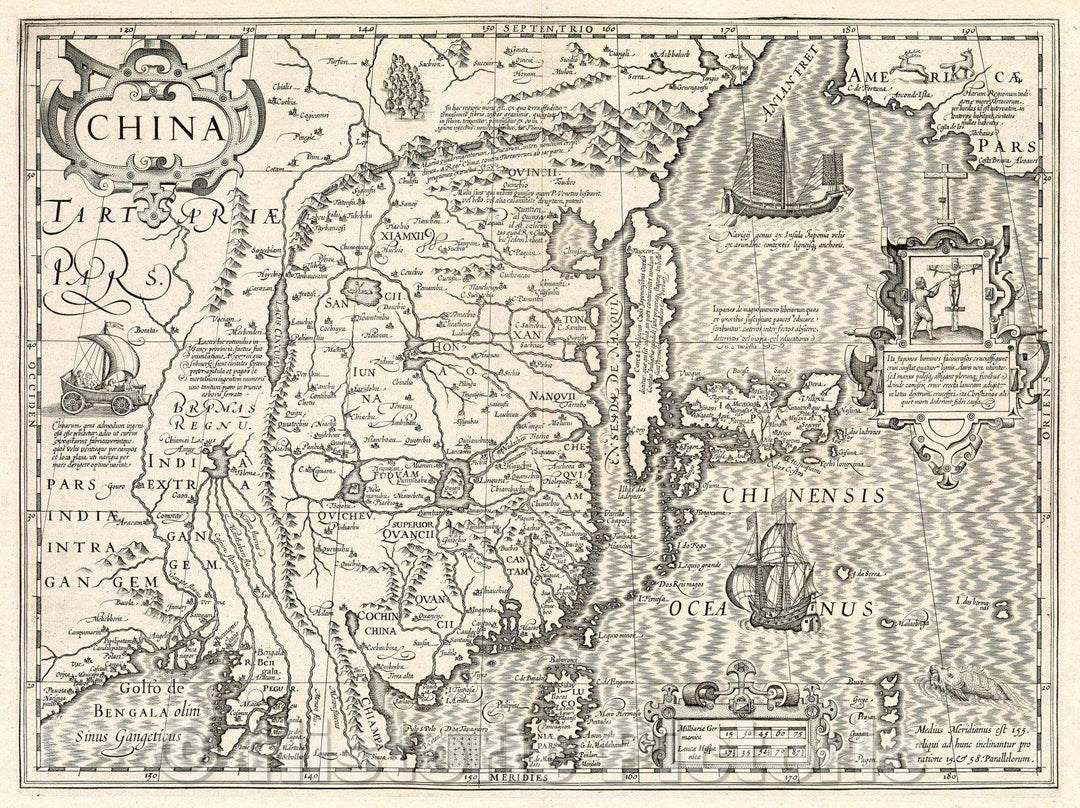 Historic Map : China, 1633 , Vintage Wall Art