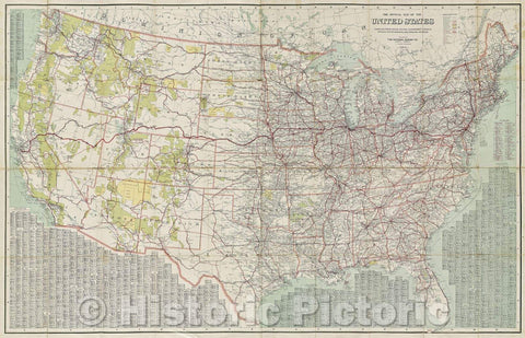 Historic Map : The Official Map of the United States, 1916 , Vintage Wall Art