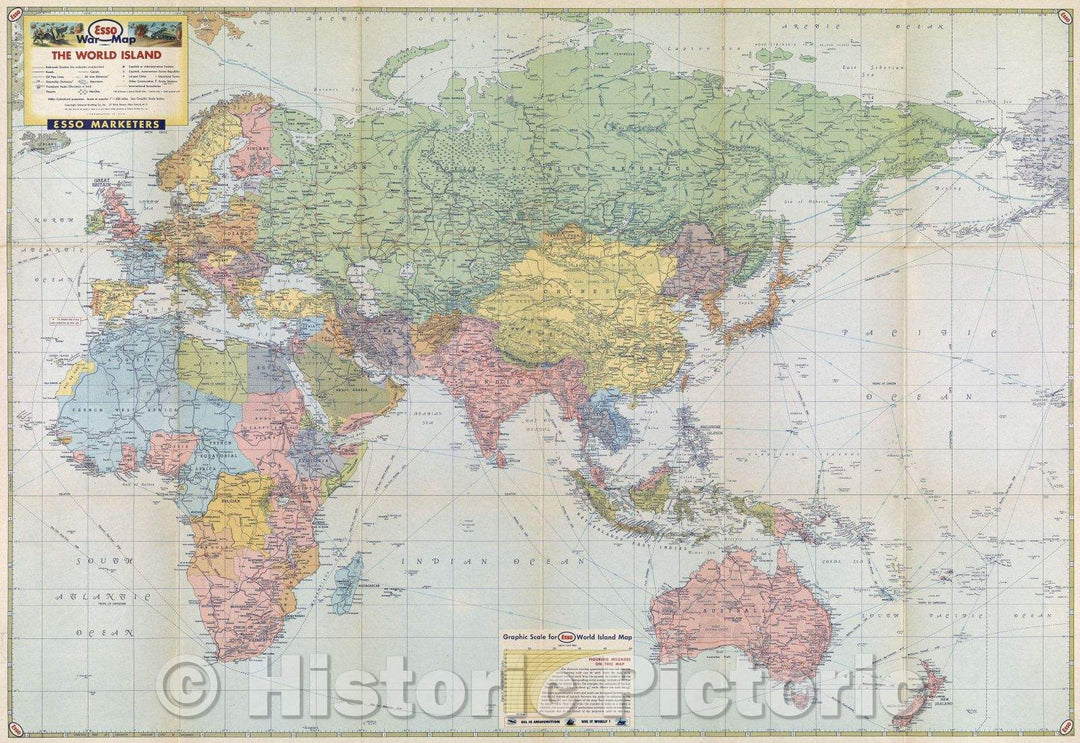 Historic Map : Esso War Map II featuring the World Island, Fortress Europe : A second War Map, 1943 , Vintage Wall Art