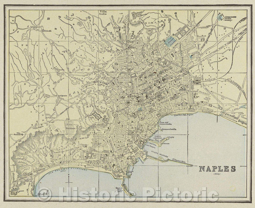 Historic Map : Naples (Italy), 1900 , Vintage Wall Art