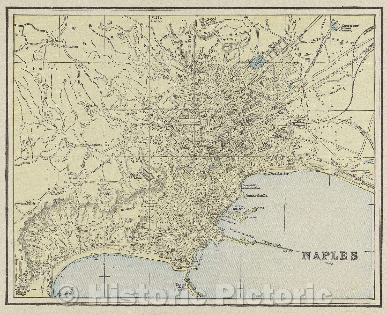 Historic Map : Naples (Italy), 1900 , Vintage Wall Art