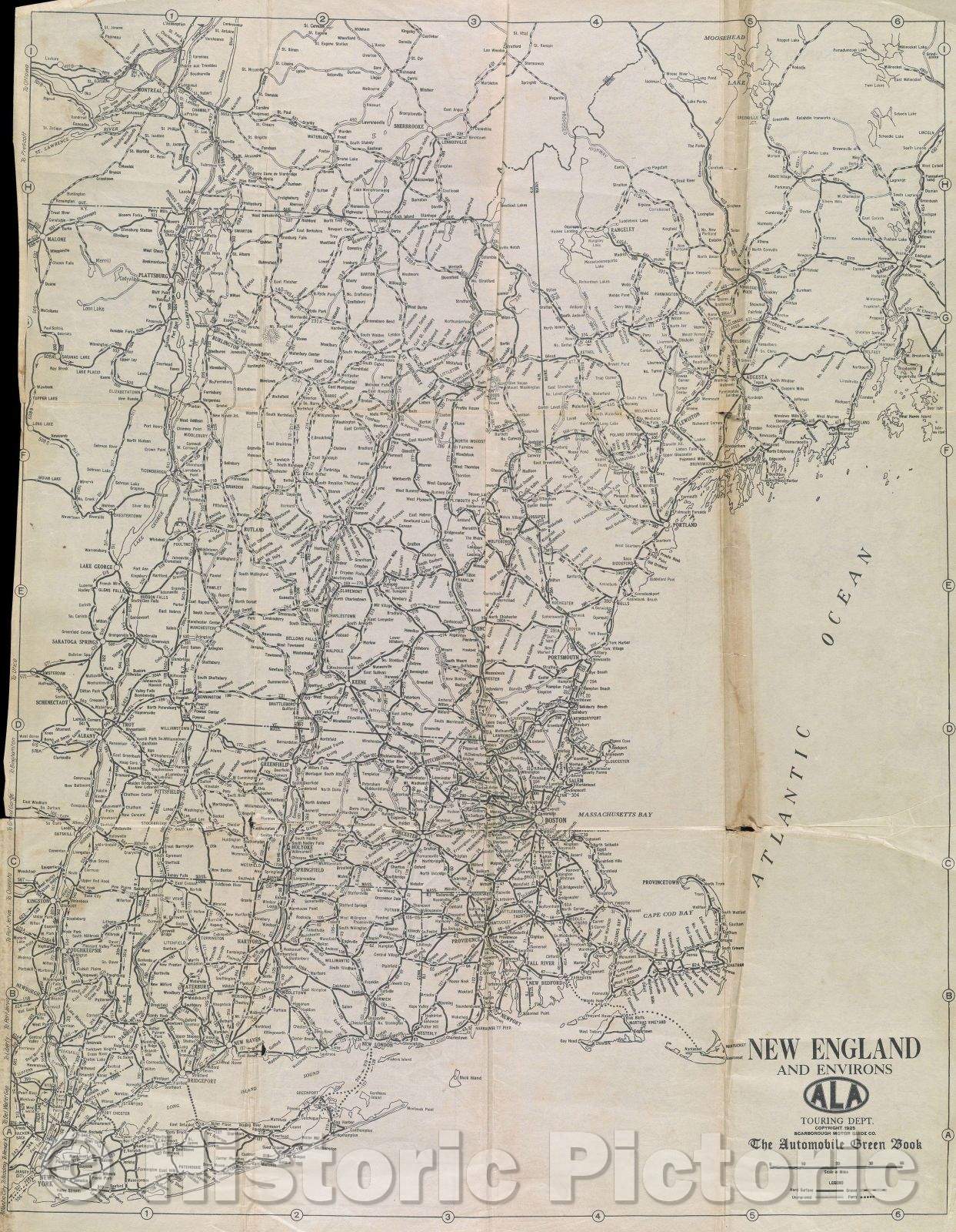 Historic Map : New England and Environs, 1925 , Vintage Wall Art