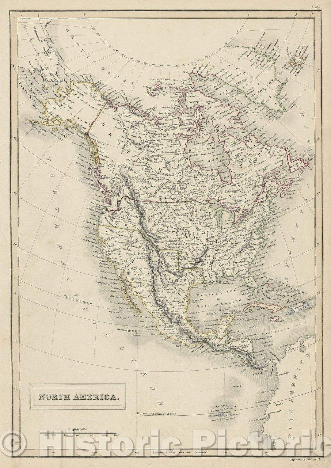 Historic Map : North America, 1837 , Vintage Wall Art