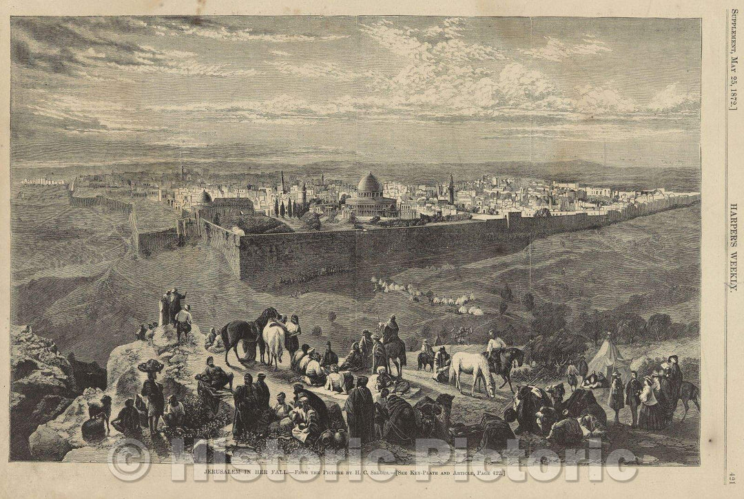 Historic Map : Jerusalem in Her Fall, 1872 , Vintage Wall Art