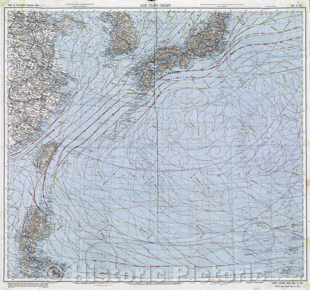 Historic Map : East China Sea, 1945 , Vintage Wall Art