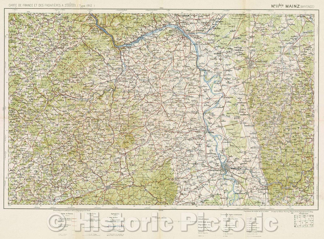 Historic Map : Carte de France et des Frontieres, 1918 , Vintage Wall Art , v3