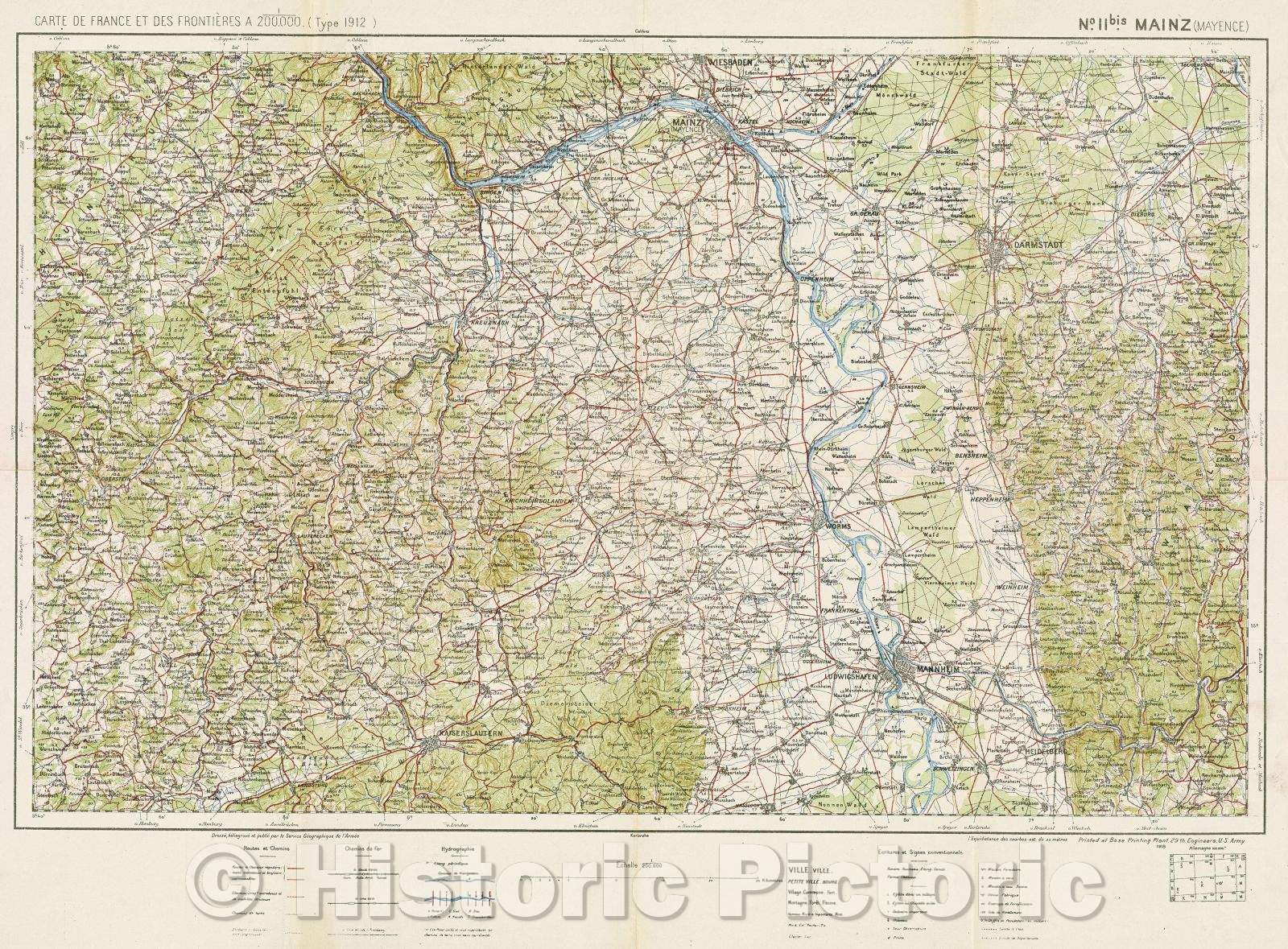 Historic Map : Carte de France et des Frontieres, 1918 , Vintage Wall Art , v3