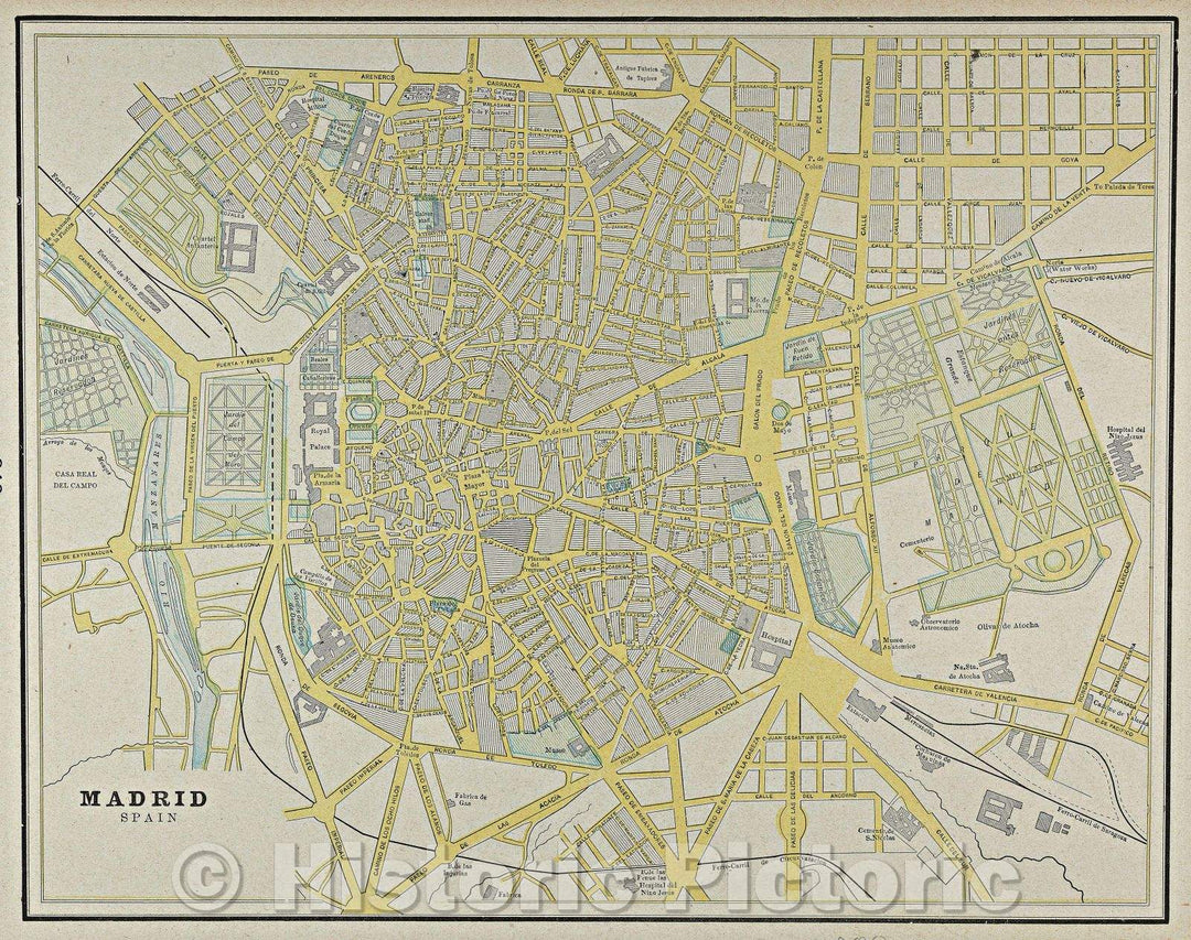 Historic Map : Madrid (Spain), 1900 , Vintage Wall Art