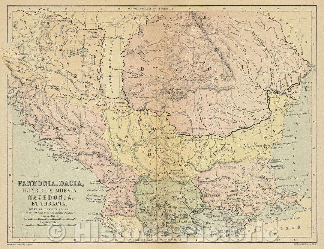 Historic Map : Pannonia, Dacia, Illyricum, Moesia, Macedonia, et Thracia, 1873 , Vintage Wall Art