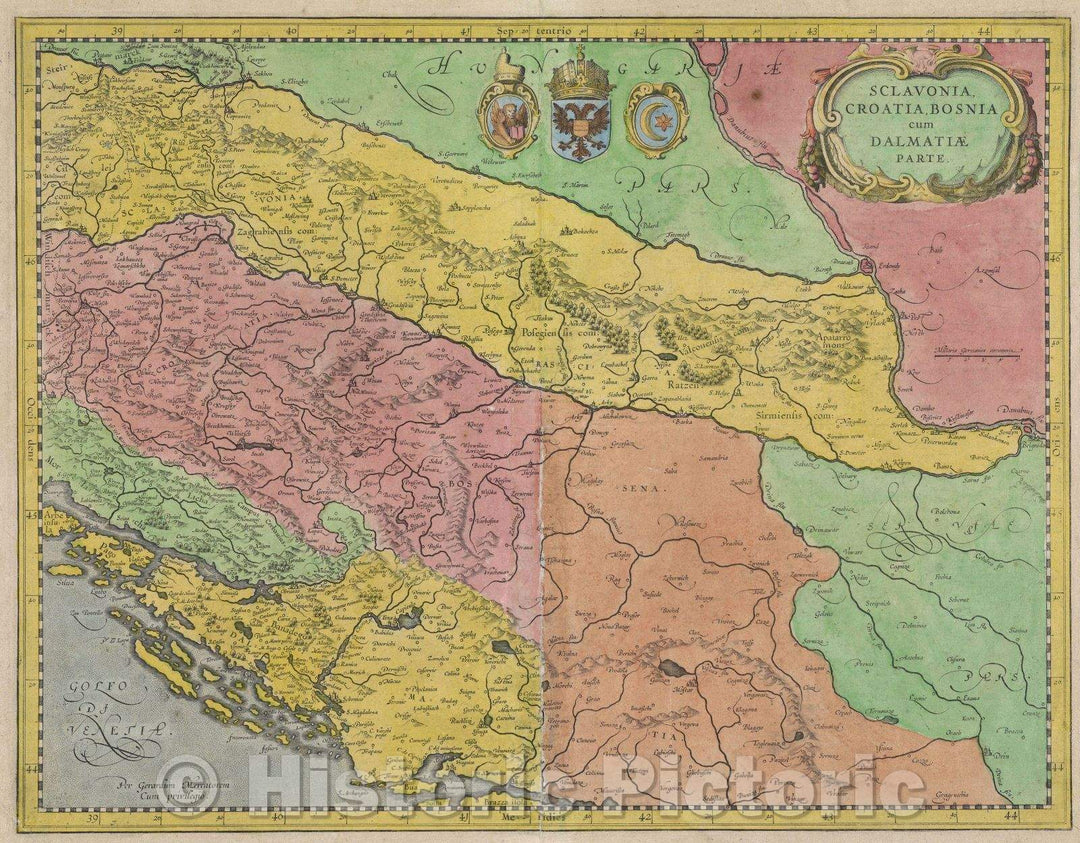 Historic Map : Sclavonia, Croatia, Bosnia cum Dalmatiae Parte, 1636 , Vintage Wall Art