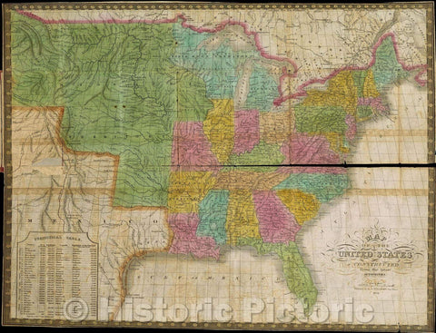 Historic Map : Map of the United States Constructed from the Latest Authorities., 1834 , Vintage Wall Art