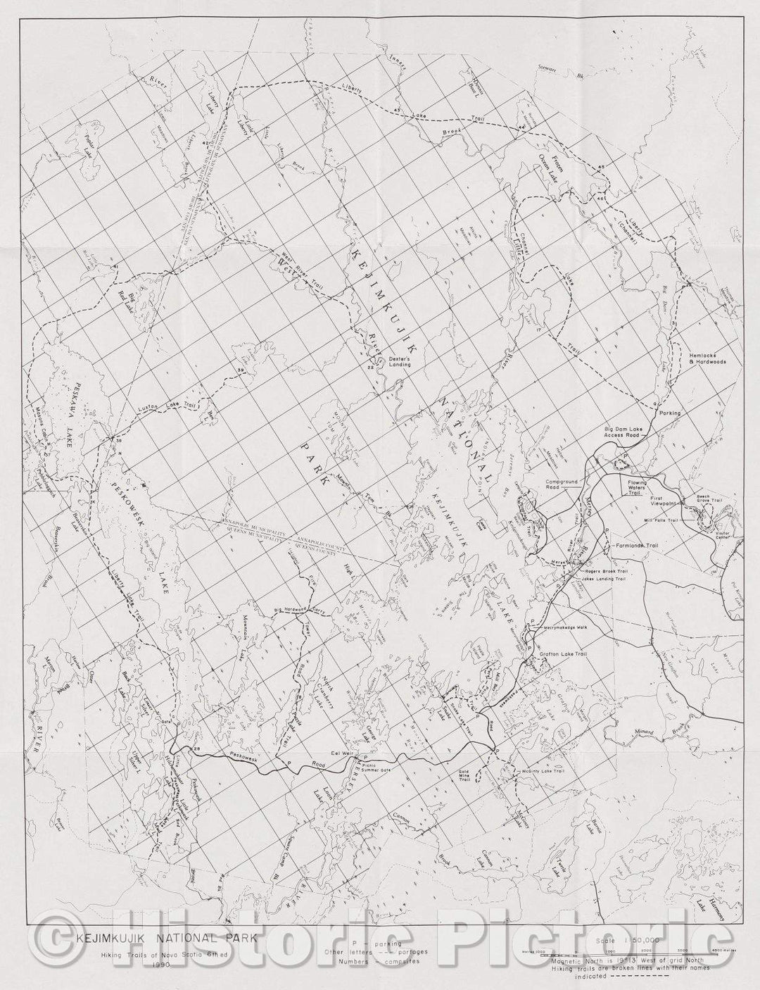 Historic Map : Cape Breton Highlands National Park + Kejimkujik National Park, 1990 , Vintage Wall Art