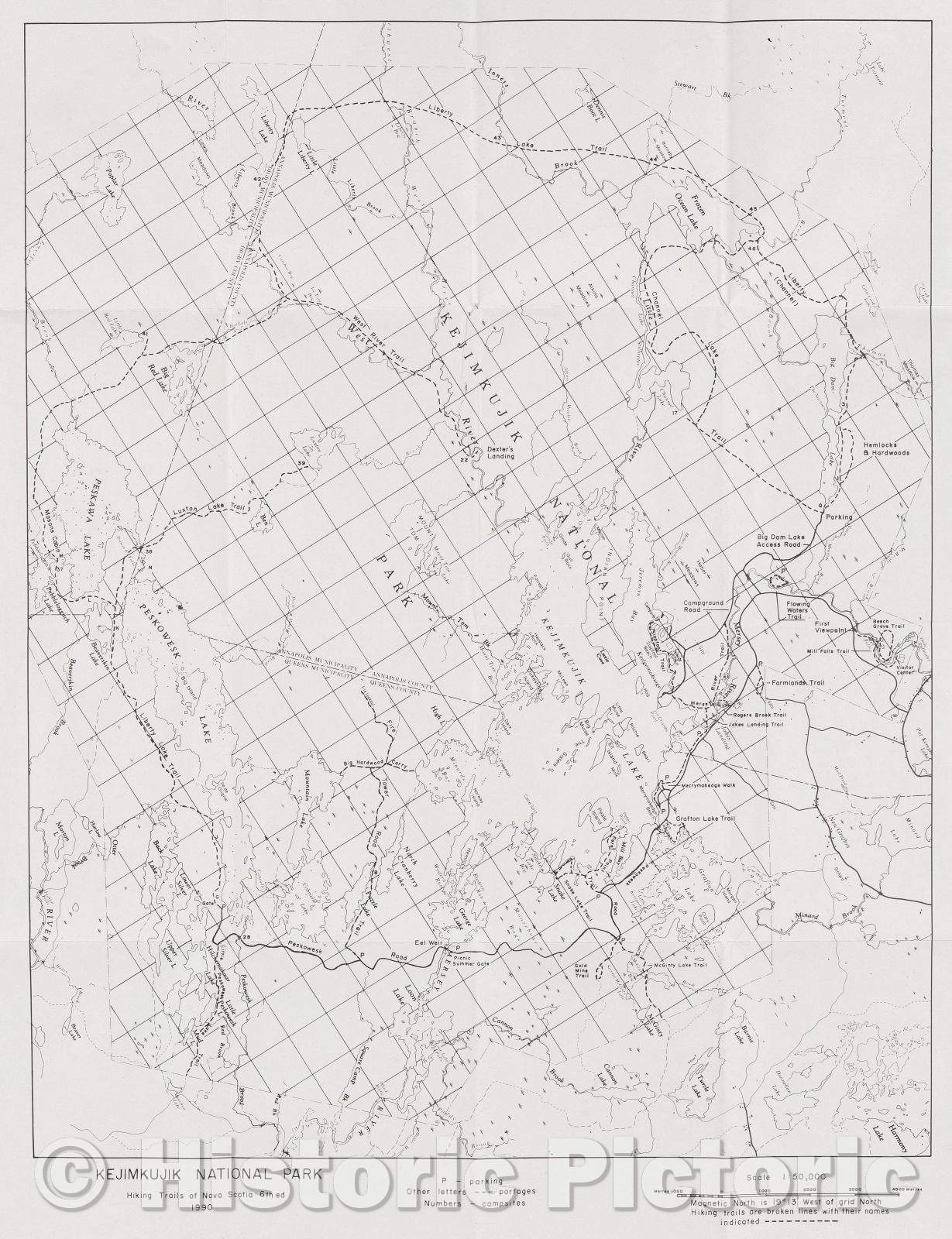 Historic Map : Cape Breton Highlands National Park + Kejimkujik National Park, 1990 , Vintage Wall Art