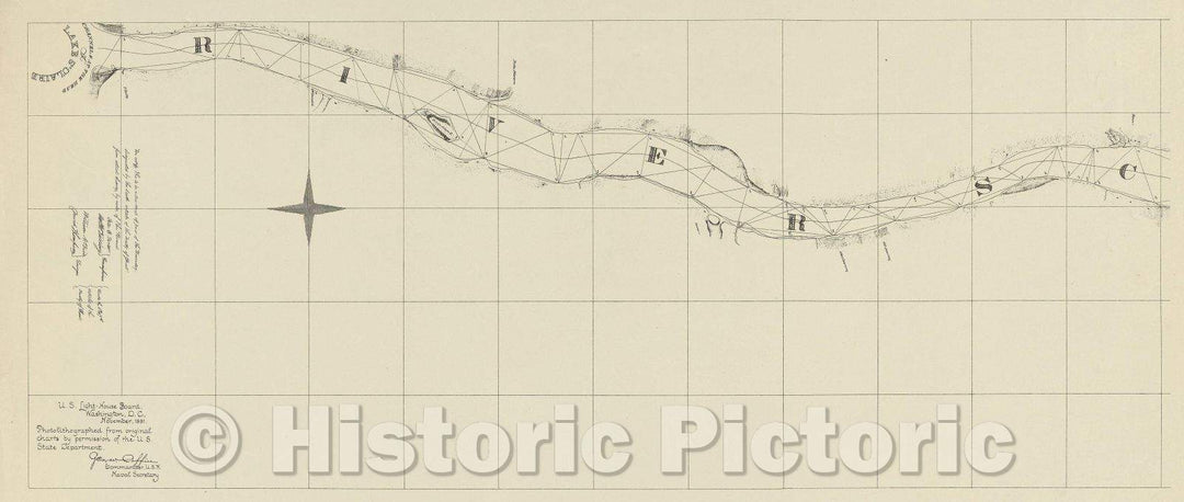 Historic Map : untitled map of River St. Claire; first part, 1891 , Vintage Wall Art