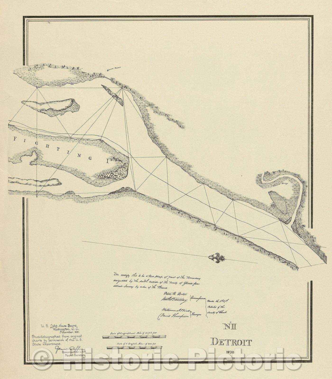 Historic Map : No.II Detroit 1820, 1891 , Vintage Wall Art