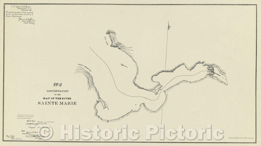 Historic Map : No. 2 Continuation of the Map of the River Sainte Marie, 1891 , Vintage Wall Art