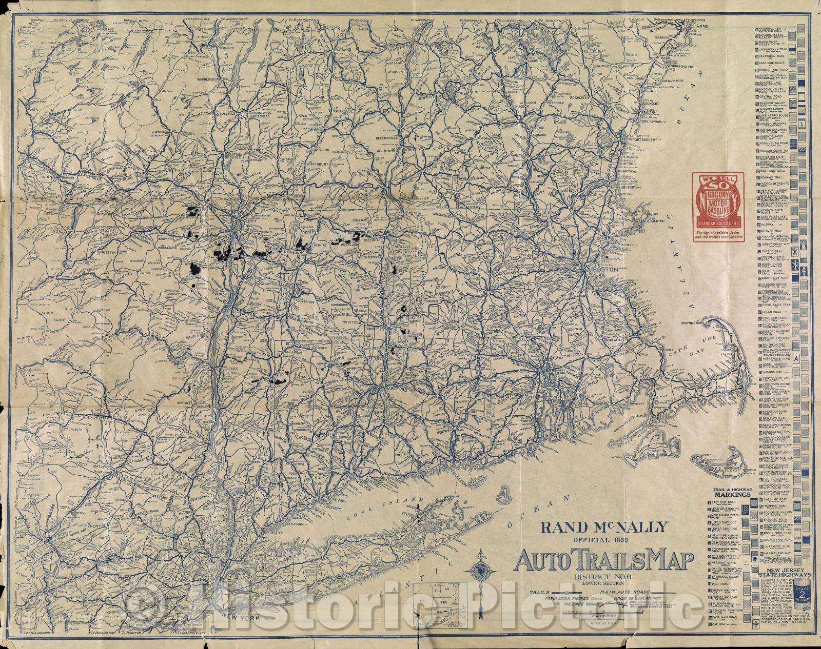 Historic Map : Rand McNally Official 1922 Auto Trails Map District No. 6 Upper Section, 1922 , Vintage Wall Art