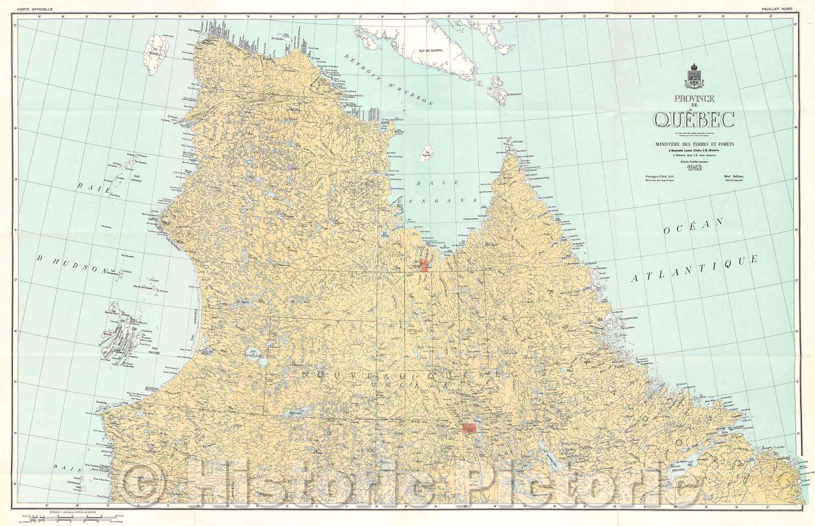 Historic Map : Province de Quebec, 1963 , Vintage Wall Art