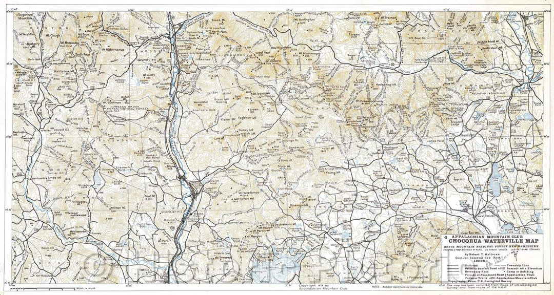 Historic Map : Chocorua-Waterville map, White Mountain National Forest, New Hampshire, 1979 , Vintage Wall Art