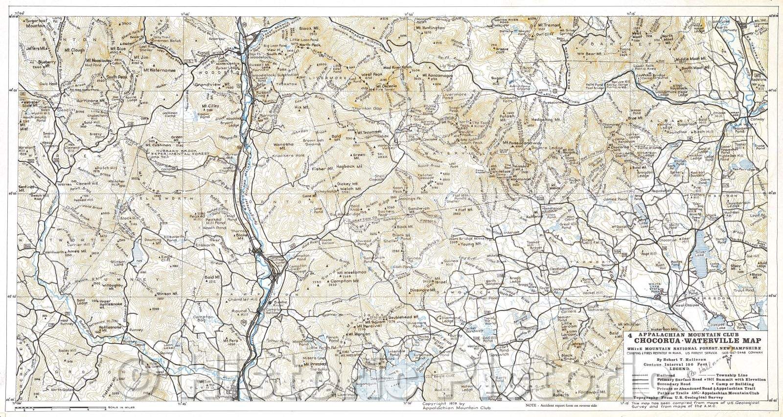 Historic Map : Chocorua-Waterville map, White Mountain National Forest, New Hampshire, 1979 , Vintage Wall Art