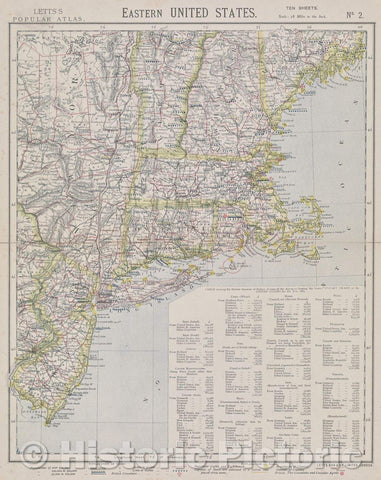 Historic Map : Eastern United States, 1880 , Vintage Wall Art