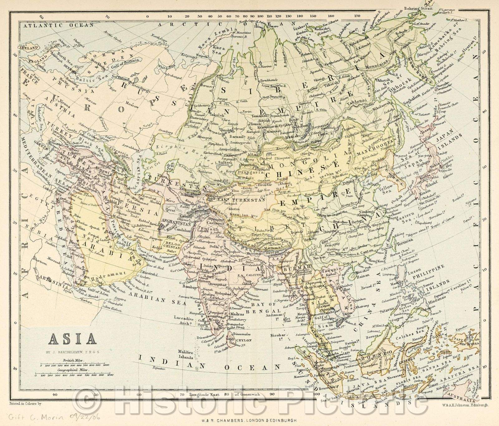 Historic Map : Asia, c. 1882 , Vintage Wall Art