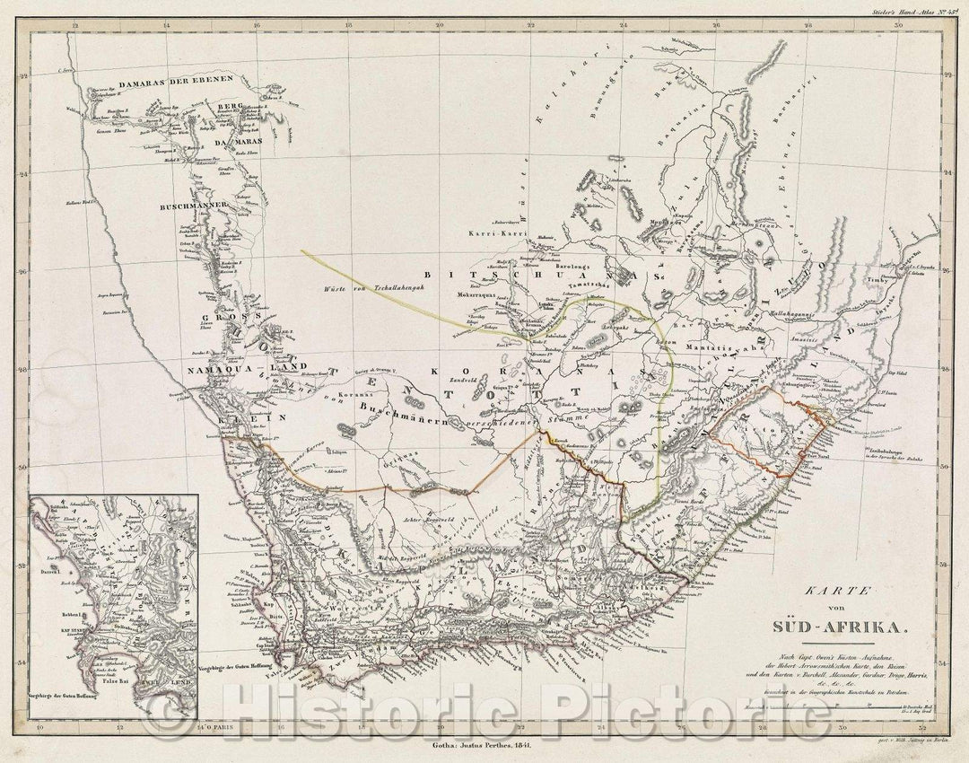 Historic Map : Mittel und Nord-Africa Westl. Theil., 1845 , Vintage Wall Art