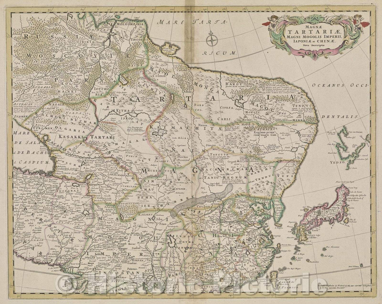 Historic Map : Magna Tartariae, Magni Mogolis Imperii, Japoniae and Chinae, Nova Descriptio, c. 1675 , Vintage Wall Art