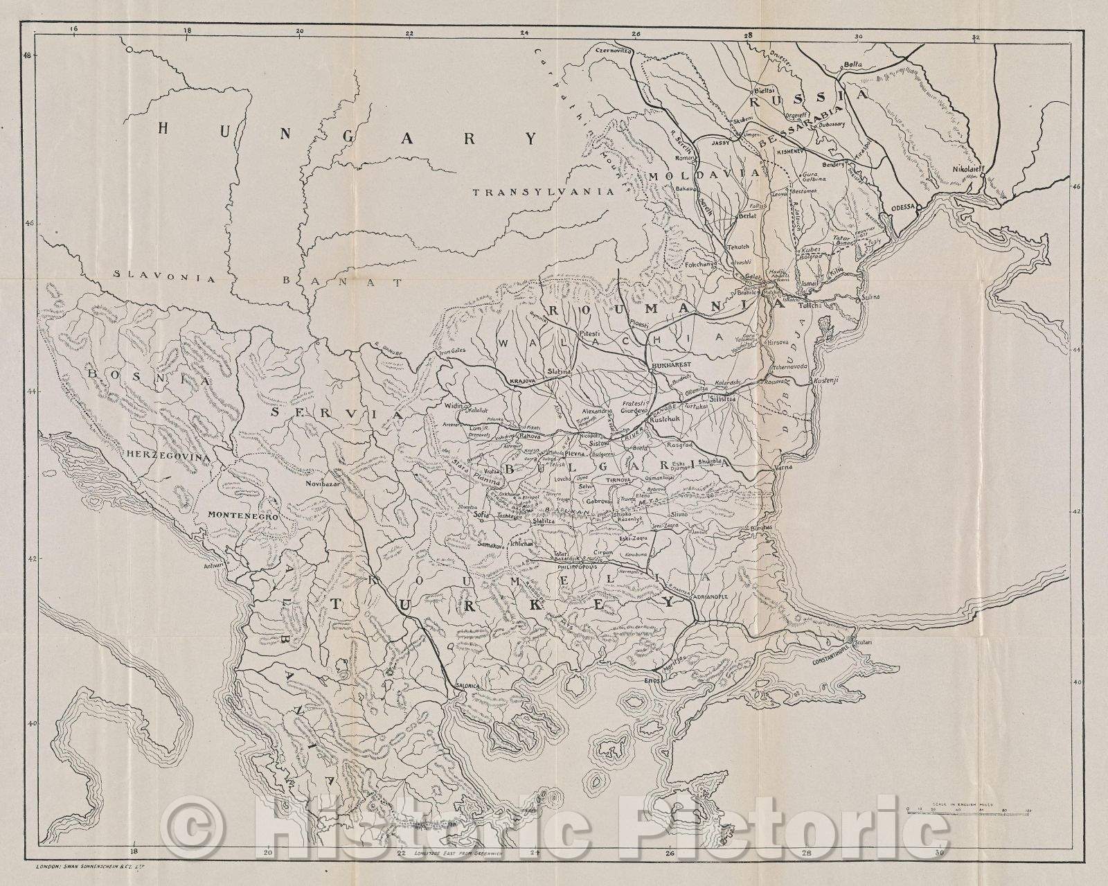 Historic Map : Map of Turkey in Europe, 1905 , Vintage Wall Art