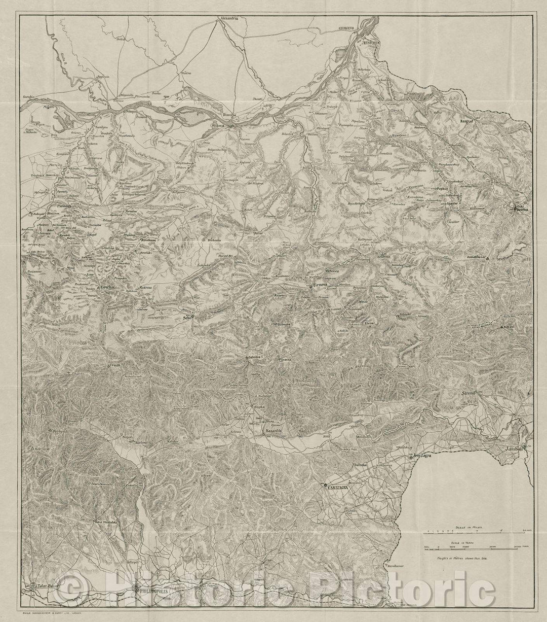 Historic Map : Map of the Country between the Danube and the Maritza, 1905 , Vintage Wall Art