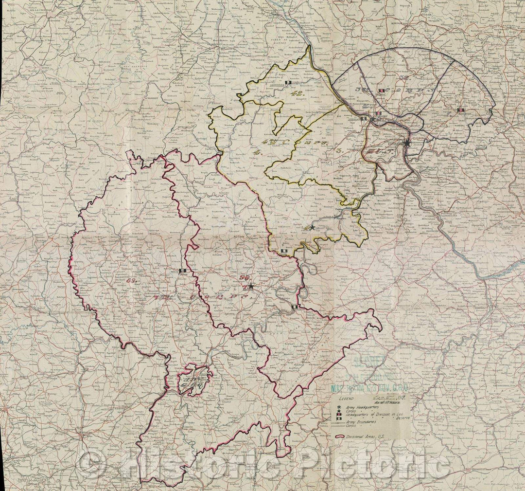 Historic Map : American occupation zone in Germany., 1919 , Vintage Wall Art