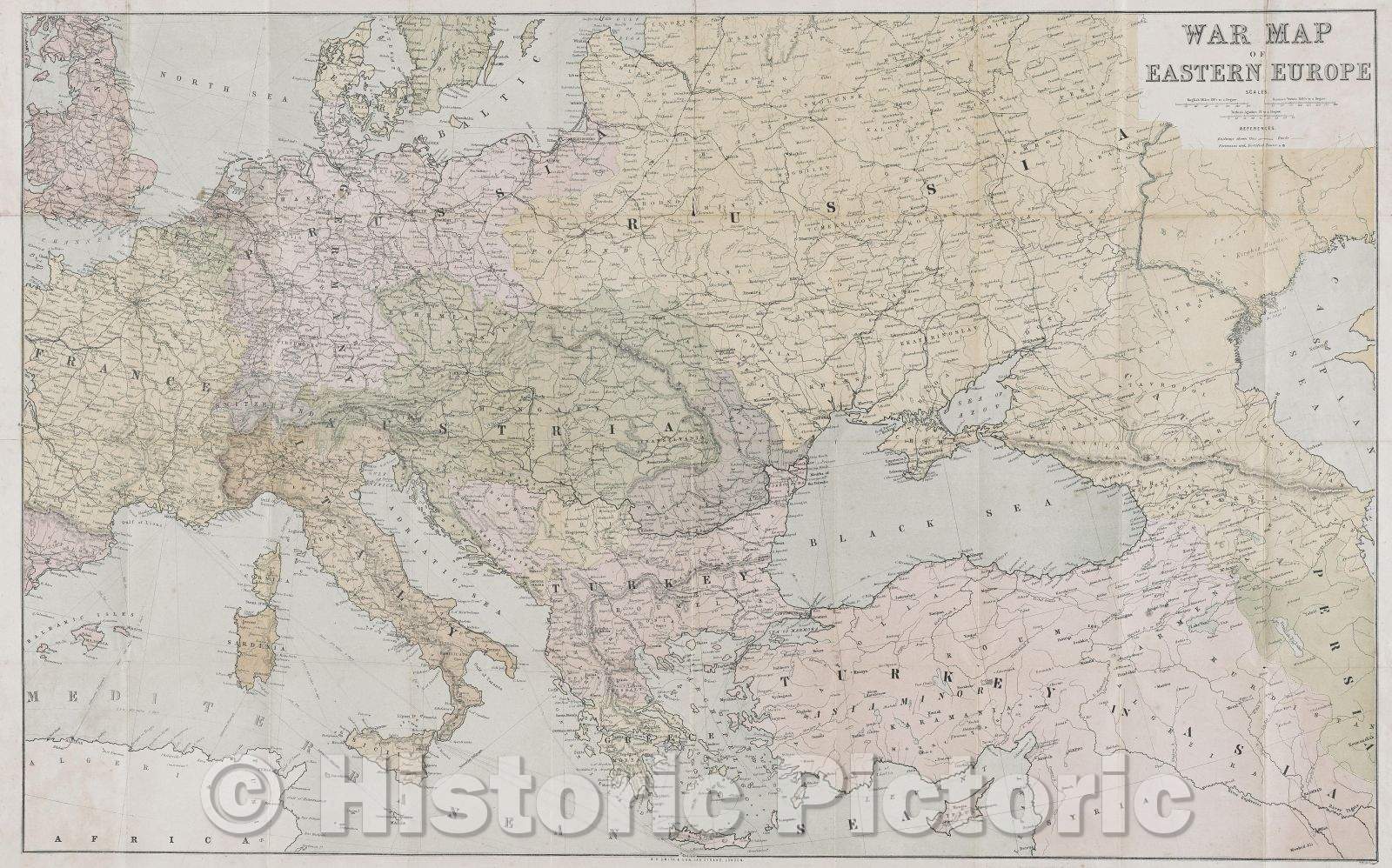 Historic Map : War map of Eastern Europe., 1877 , Vintage Wall Art