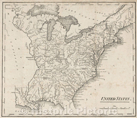 Historic Map : United States., 1809 , Vintage Wall Art